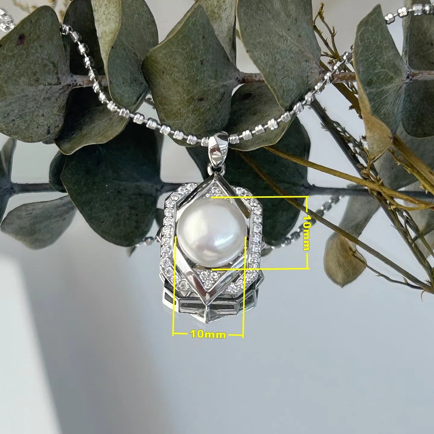 Wholesale Rhodium Plated 925 Sterling Silver Natural Freshwater Pearl Pendant（wihtout Chain）