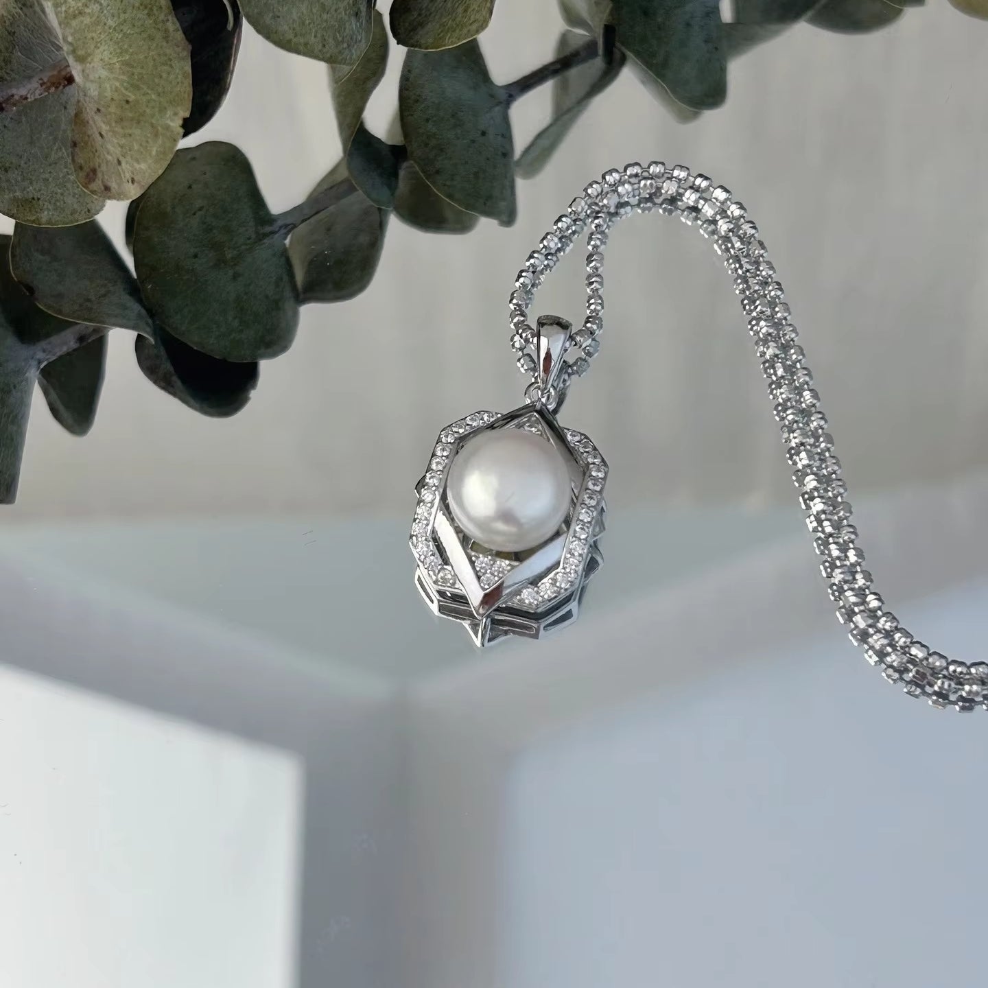 Wholesale Rhodium Plated 925 Sterling Silver Natural Freshwater Pearl Pendant（wihtout Chain）