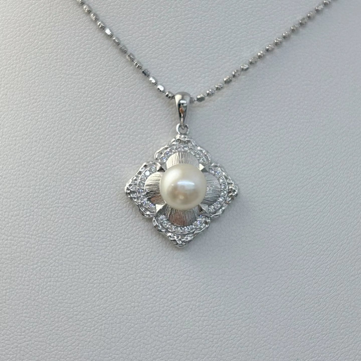 Wholesale Rhodium Plated 925 Sterling Silver Natural Freshwater Pearl Pendant（wihtout Chain）