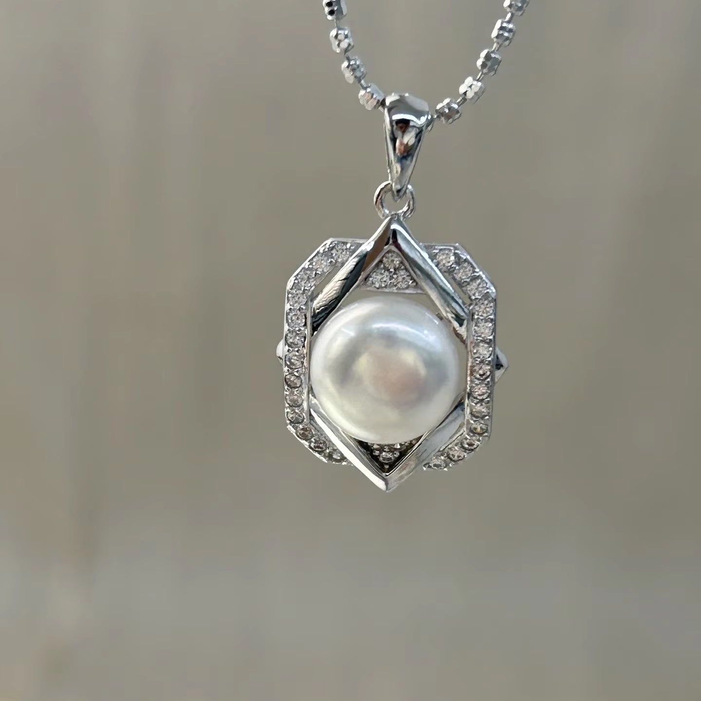 Wholesale Rhodium Plated 925 Sterling Silver Natural Freshwater Pearl Pendant（wihtout Chain）