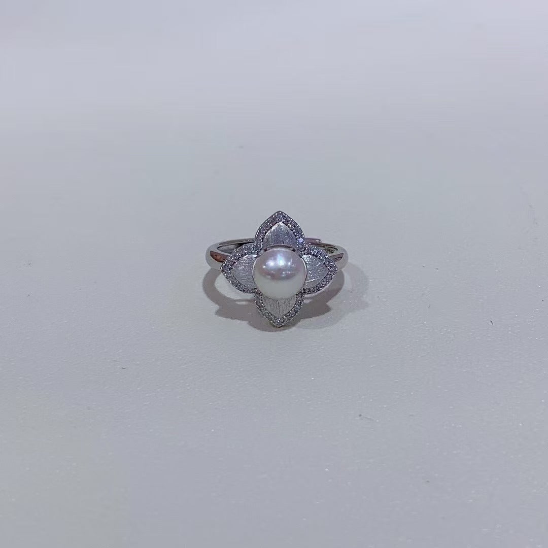 Wholesale Rhodium Plated 925 Sterling Silver Natural Freshwater Pearl Ring