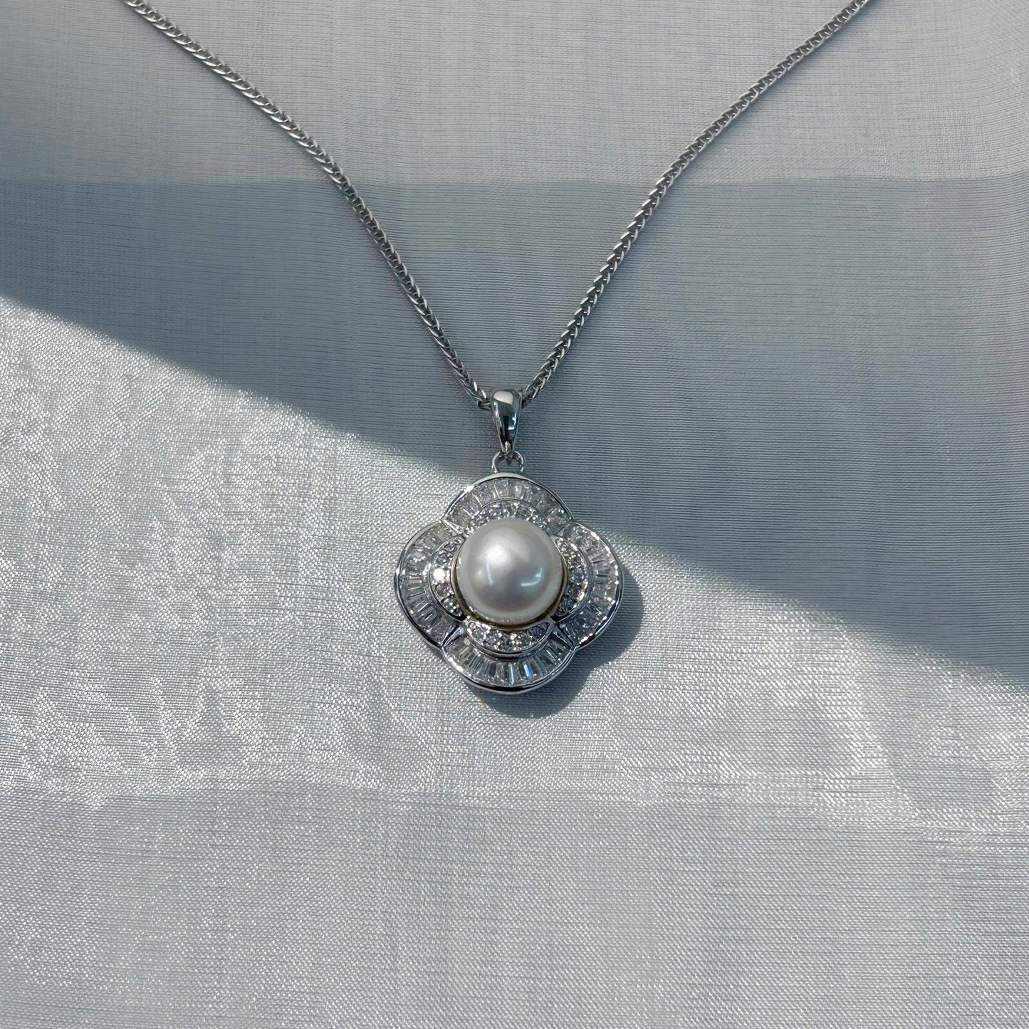 Wholesale Rhodium Plated 925 Sterling Silver Natural Freshwater Pearl Pendant（wihtout Chain）