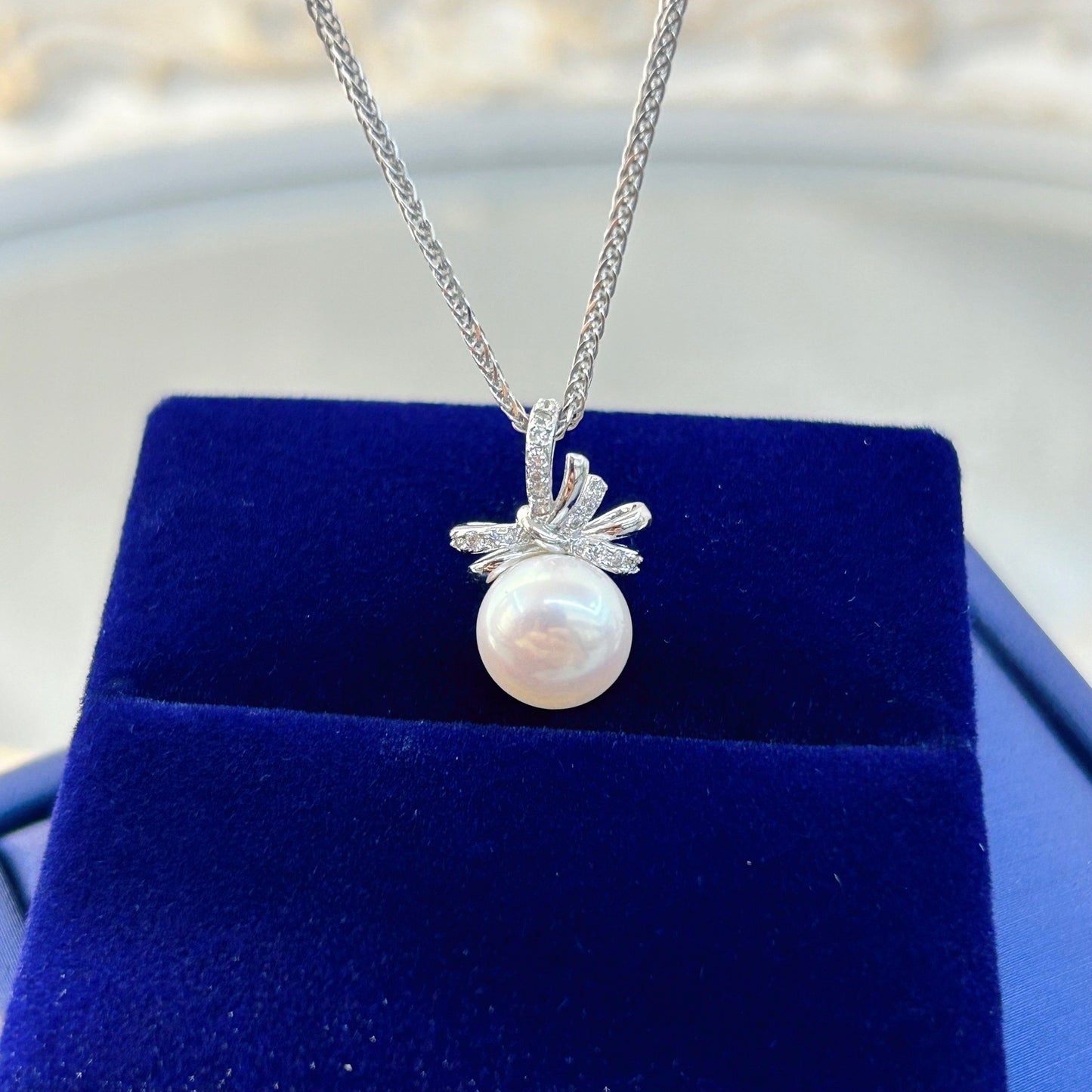 Wholesale Rhodium Plated 925 Sterling Silver Natural Freshwater Pearl Pendant（wihtout Chain）