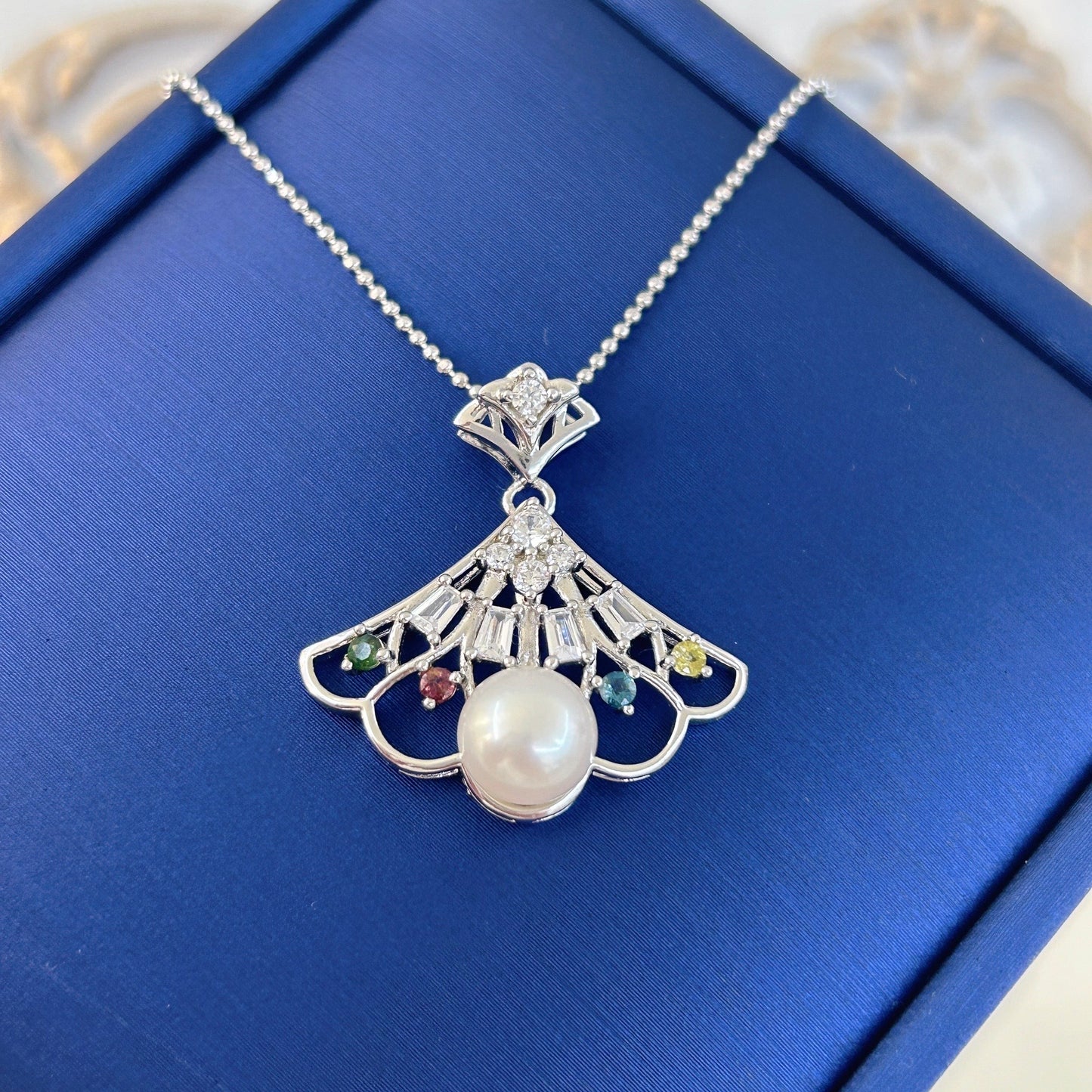 Wholesale Rhodium Plated 925 Sterling Silver Natural Freshwater Pearl Pendant（wihtout Chain）