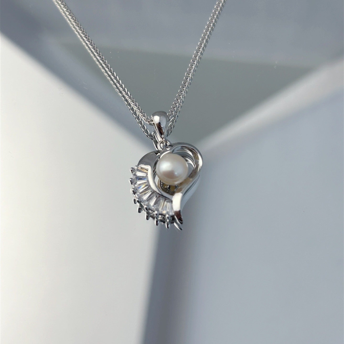 Wholesale Rhodium Plated 925 Sterling Silver Natural Freshwater Pearl Pendant（wihtout Chain）