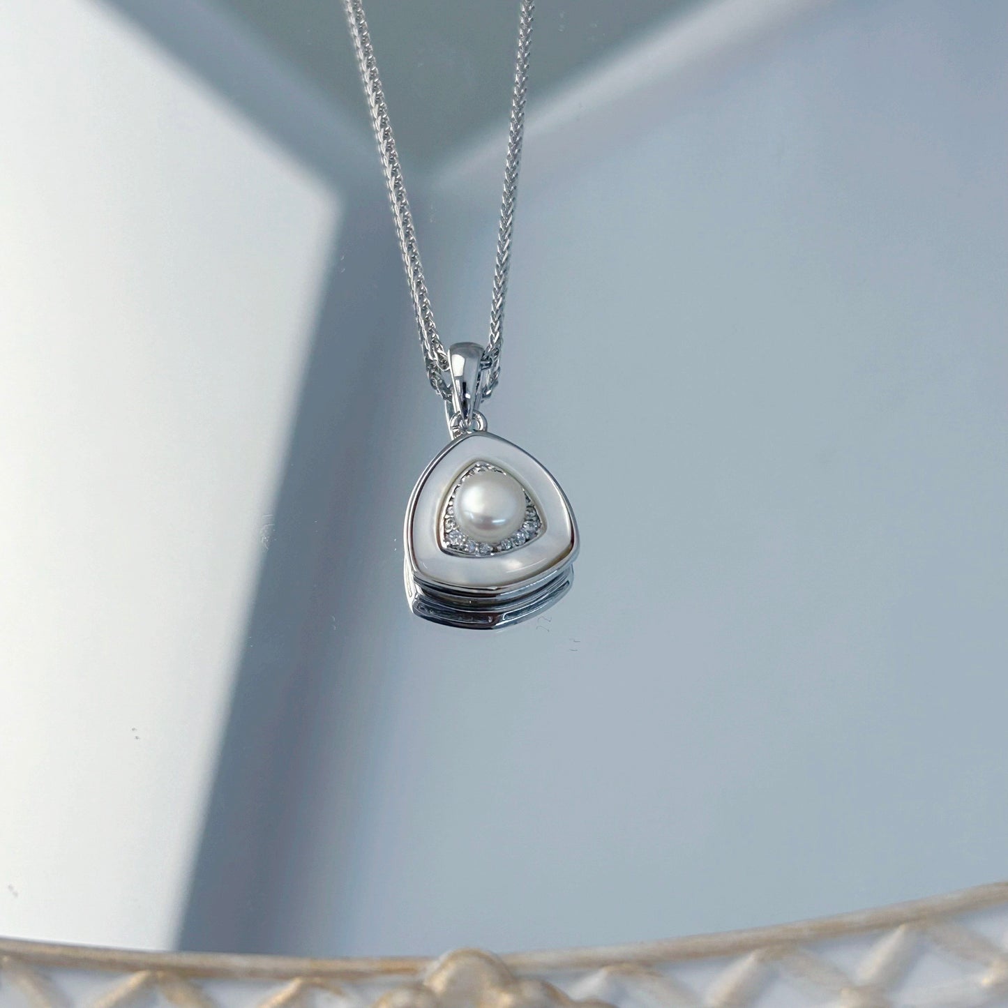 Wholesale Rhodium Plated 925 Sterling Silver Natural Freshwater Pearl Pendant（wihtout Chain）