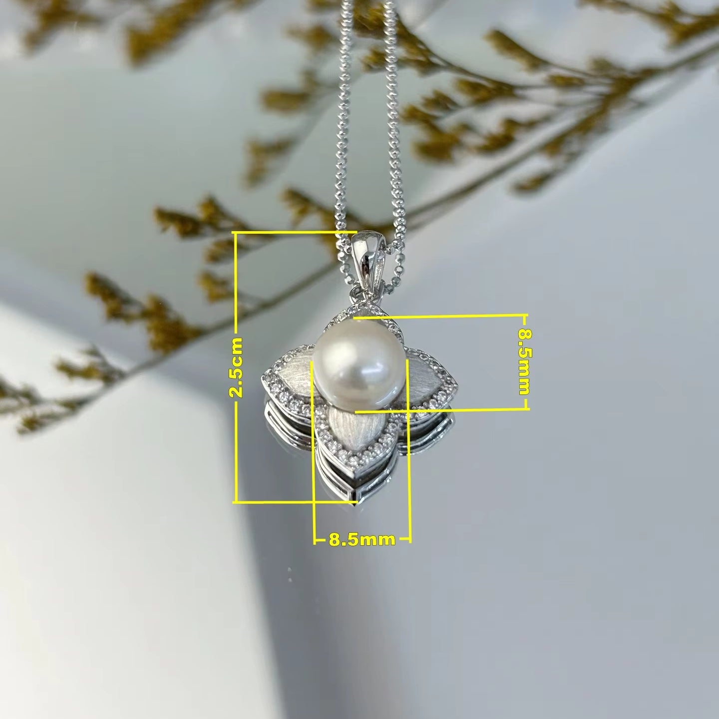 Wholesale Rhodium Plated 925 Sterling Silver Natural Freshwater Pearl Pendant（wihtout Chain）