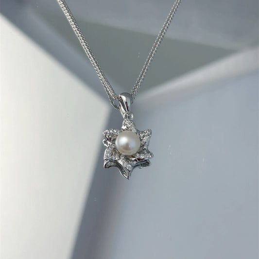 Wholesale Rhodium Plated 925 Sterling Silver Natural Freshwater Pearl Pendant（wihtout Chain）