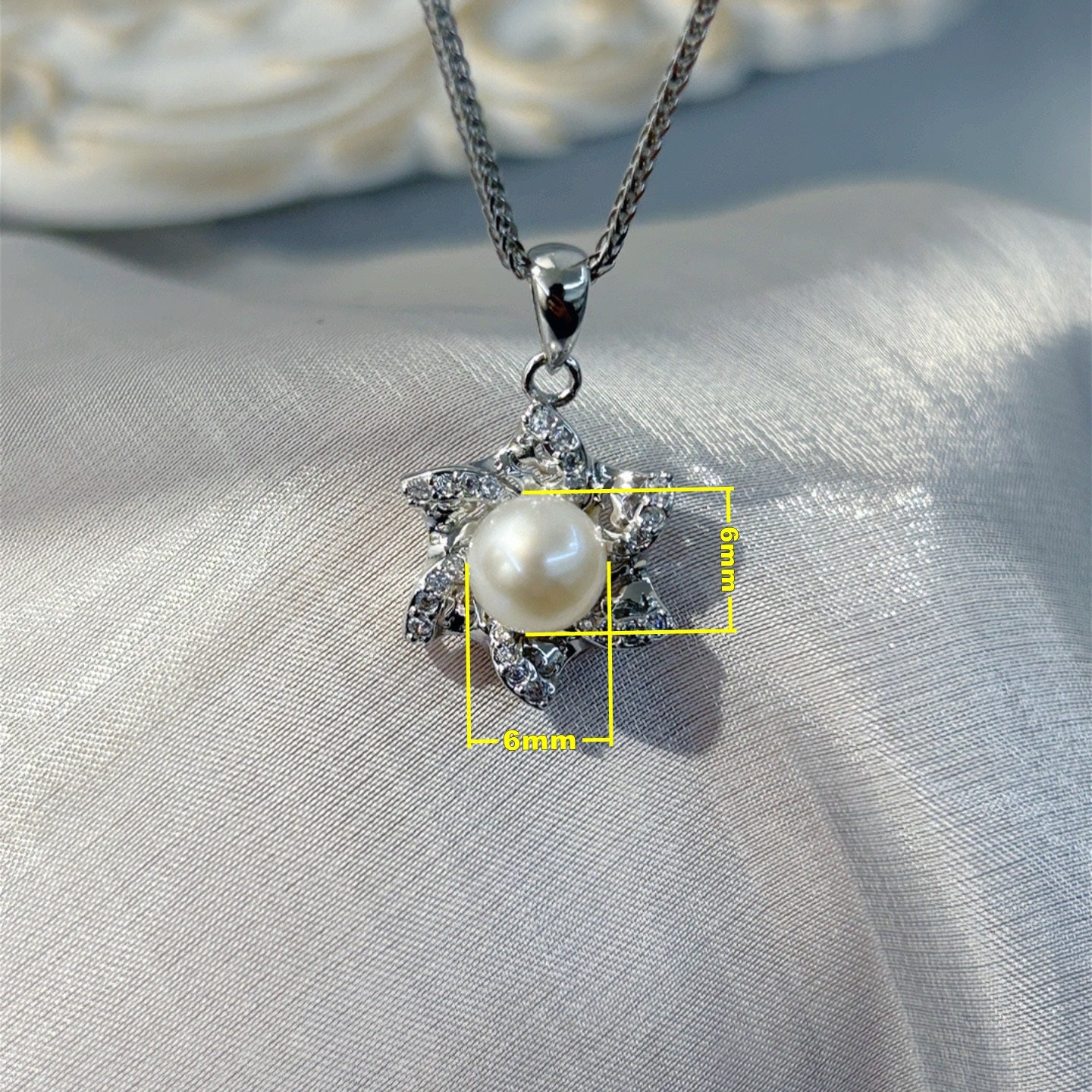 Wholesale Rhodium Plated 925 Sterling Silver Natural Freshwater Pearl Pendant（wihtout Chain）