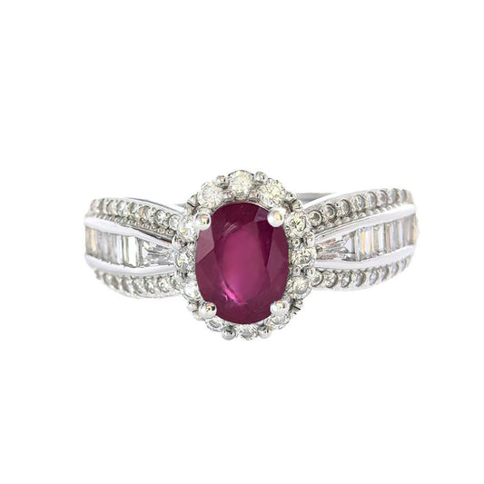 Wholesale Rhodium Plated 925 Sterling Silver Natural Ruby Red Gemstone Oval Cut Ring