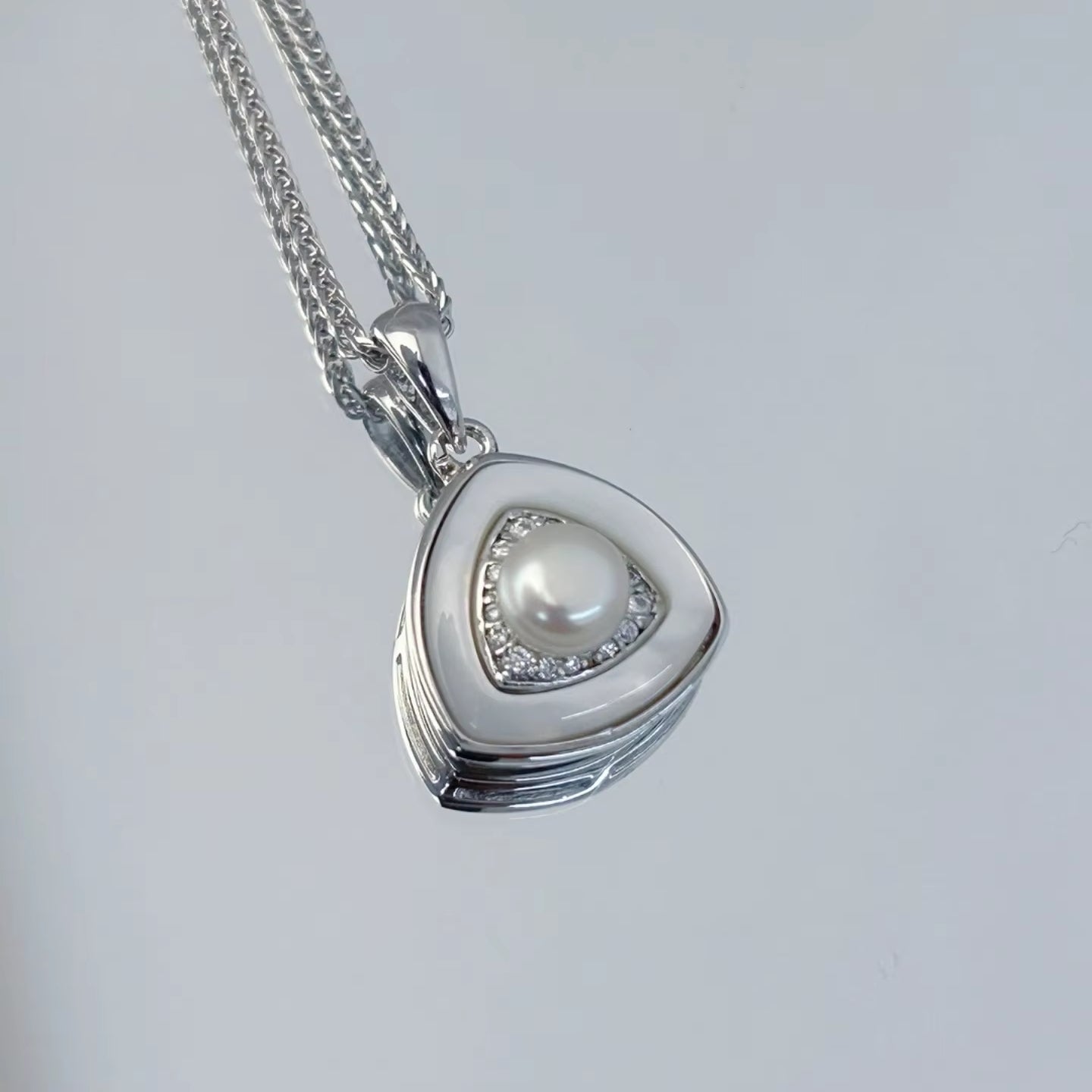 Wholesale Rhodium Plated 925 Sterling Silver Natural Freshwater Pearl Pendant（wihtout Chain）