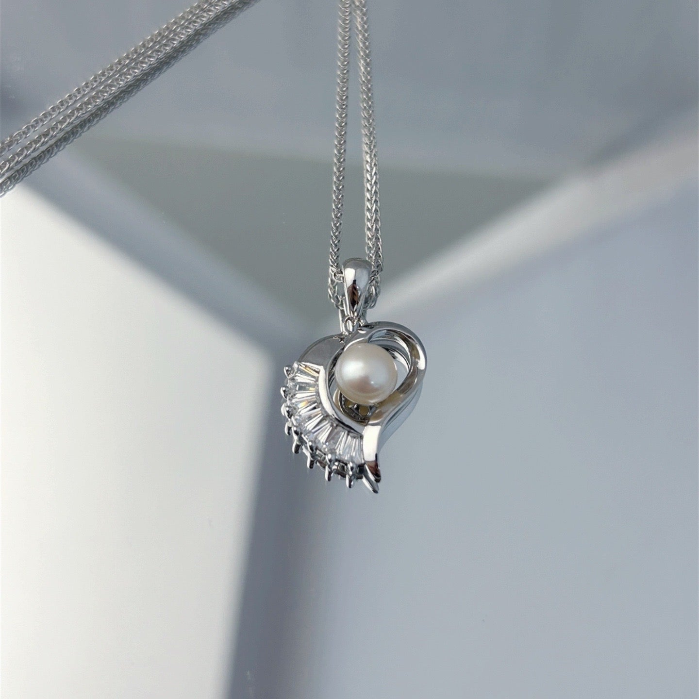 Wholesale Rhodium Plated 925 Sterling Silver Natural Freshwater Pearl Pendant（wihtout Chain）