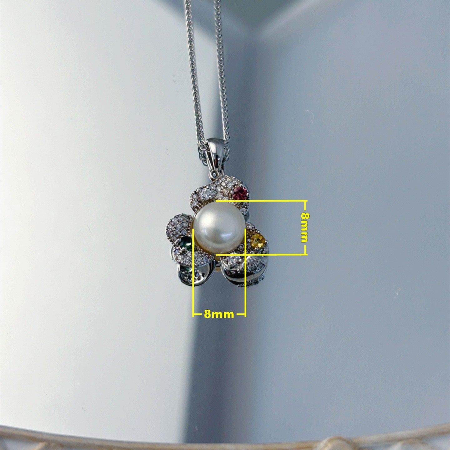 Wholesale Rhodium Plated 925 Sterling Silver Natural Freshwater Pearl Pendant（wihtout Chain）