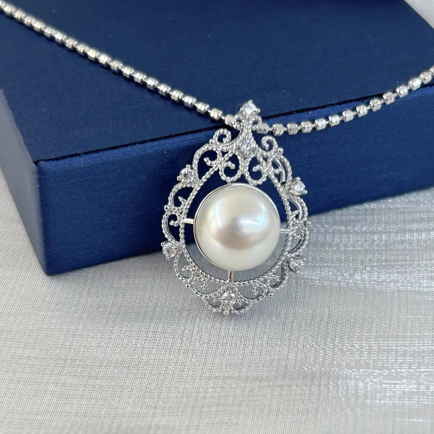 Wholesale Rhodium Plated 925 Sterling Silver Natural Freshwater Pearl Pendant（wihtout Chain）