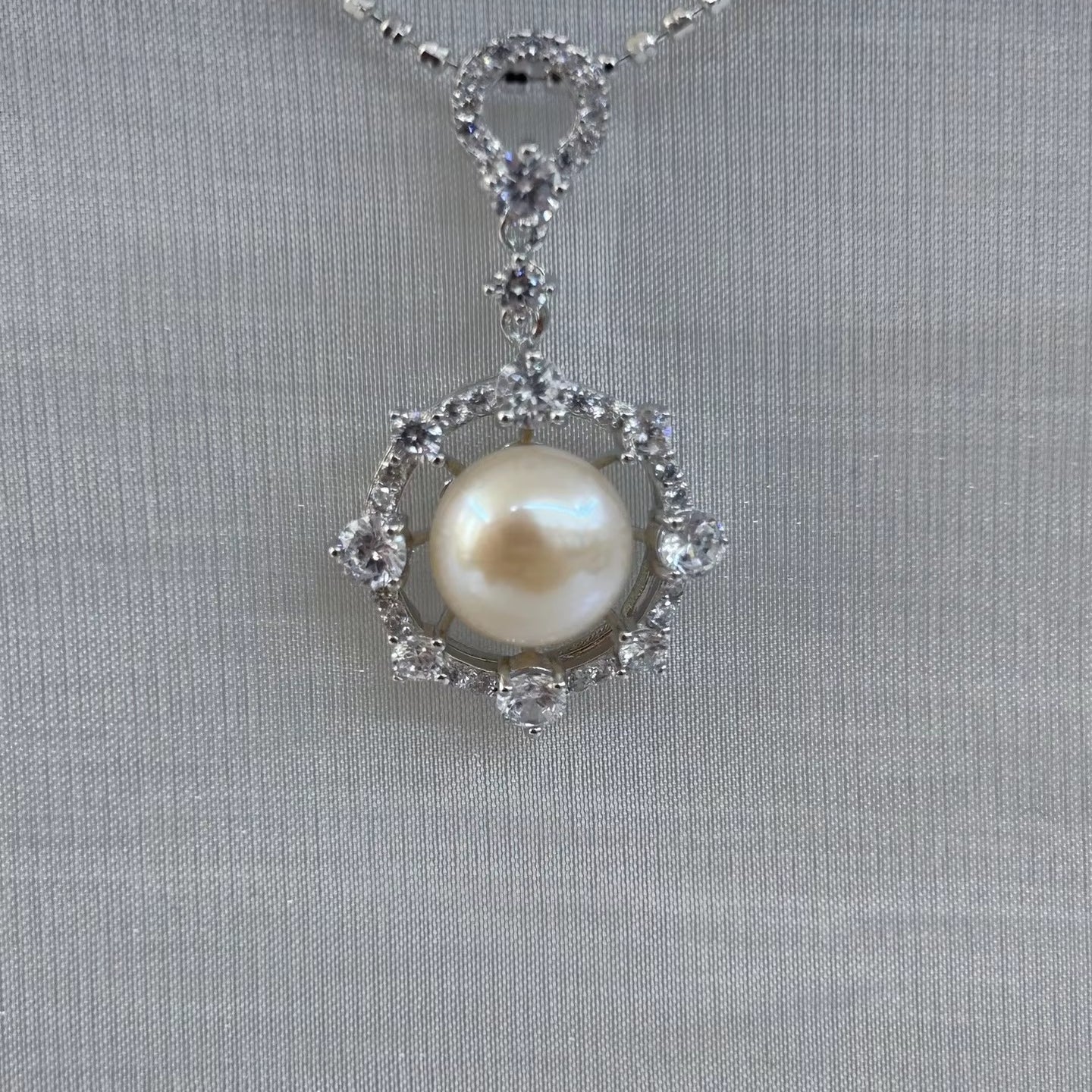 Wholesale Rhodium Plated 925 Sterling Silver Natural Freshwater Pearl Pendant（wihtout Chain）