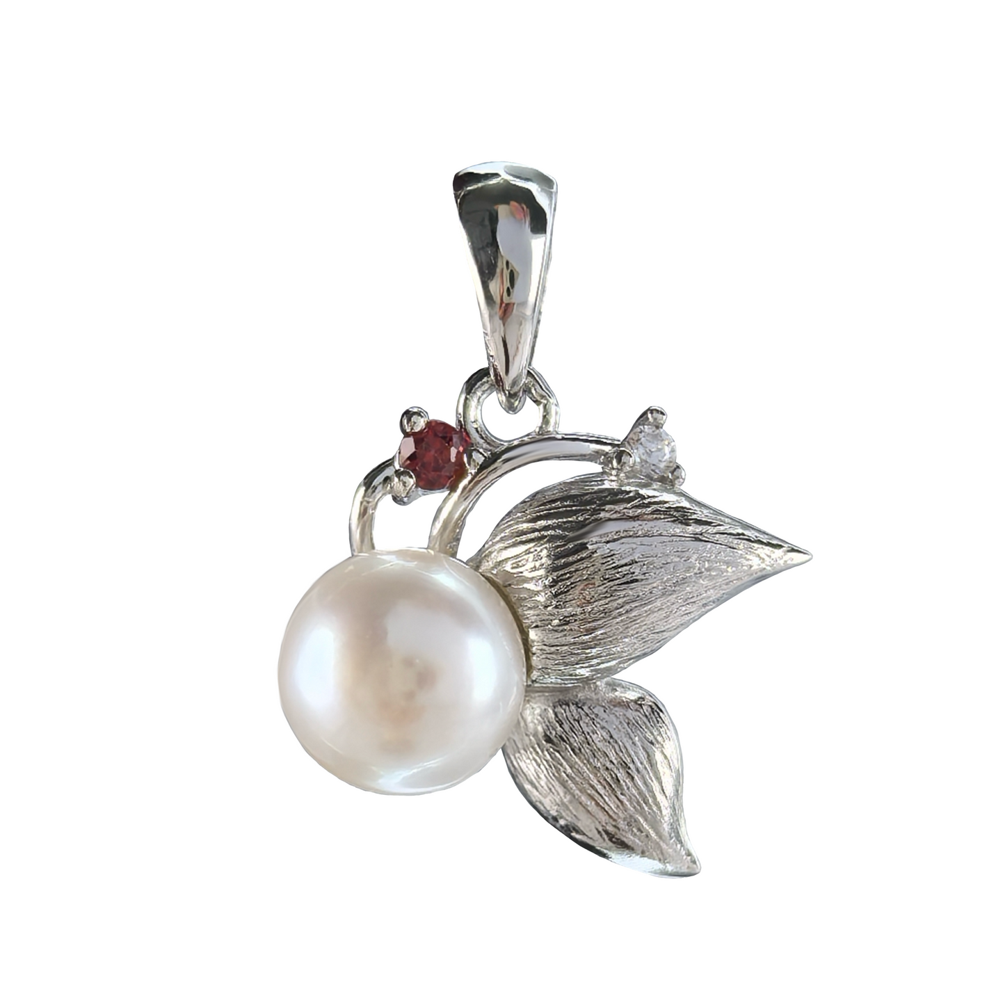 Wholesale Rhodium Plated 925 Sterling Silver Natural Freshwater Pearl Pendant（wihtout Chain）