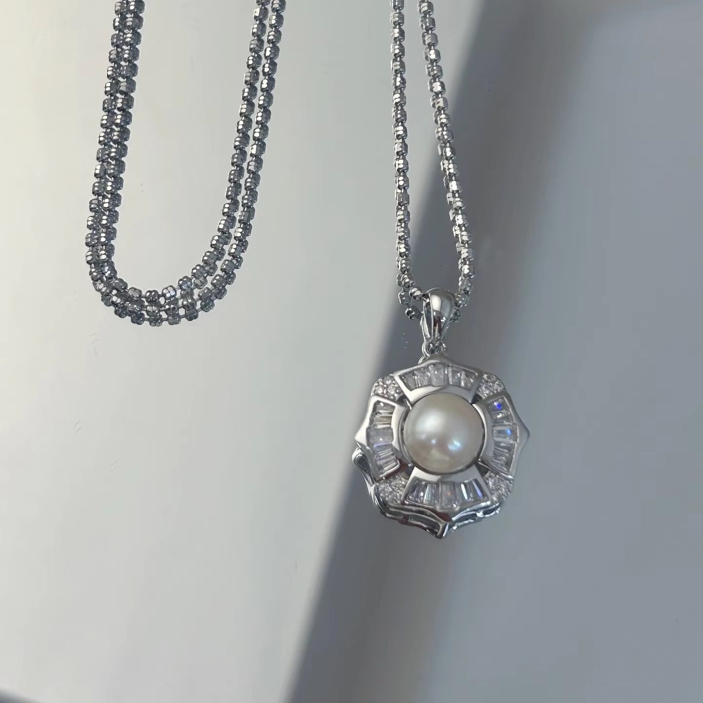 Wholesale Rhodium Plated 925 Sterling Silver Natural Freshwater Pearl Pendant（wihtout Chain）