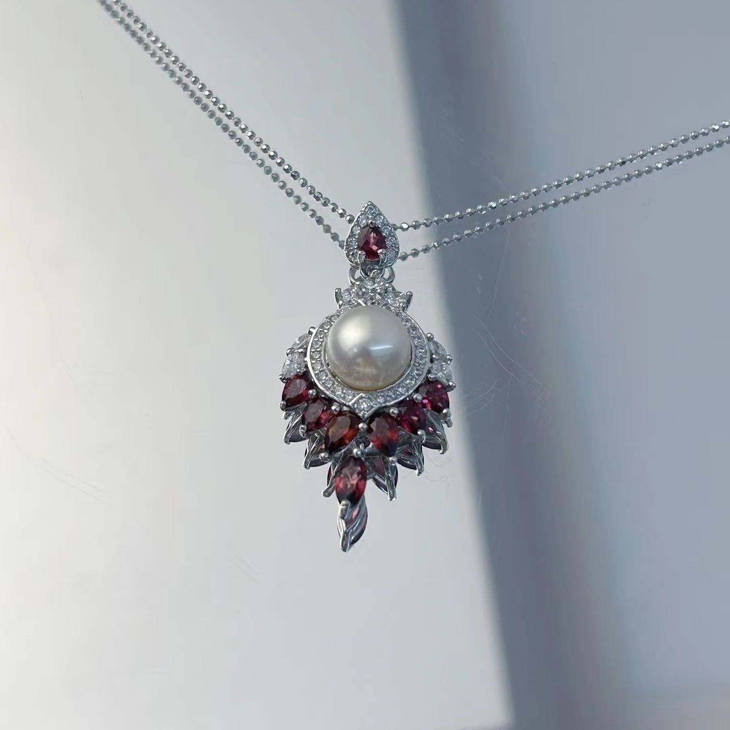 Wholesale Rhodium Plated 925 Sterling Silver Natural Freshwater Pearl Pendant（wihtout Chain）