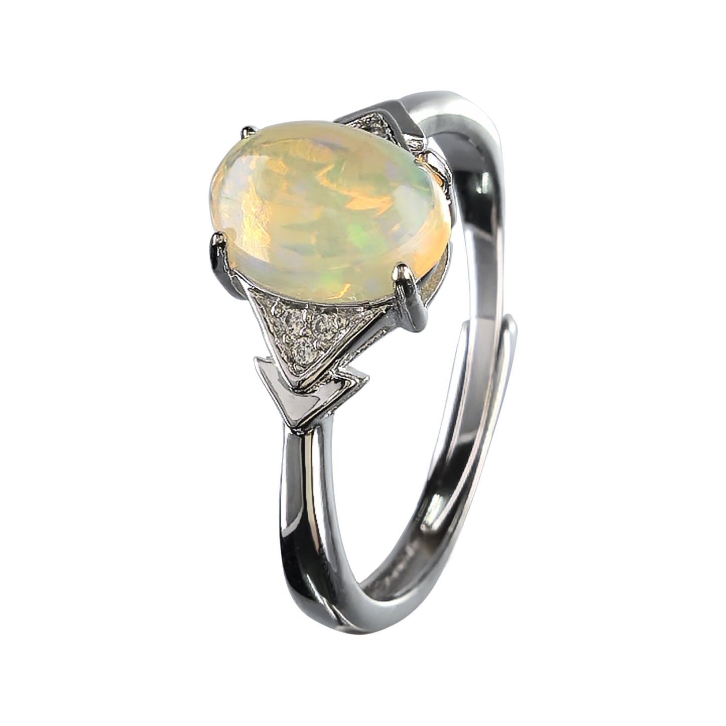 Wholesale Rhodium Plated 925 Sterling Silver Natural Opal Gemstone Ring