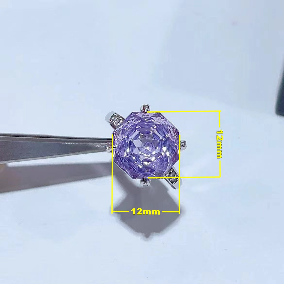 Wholesale Rhodium Plated 925 Sterling Silver Natural Lavender Amethyst Purple Gemstone Ring