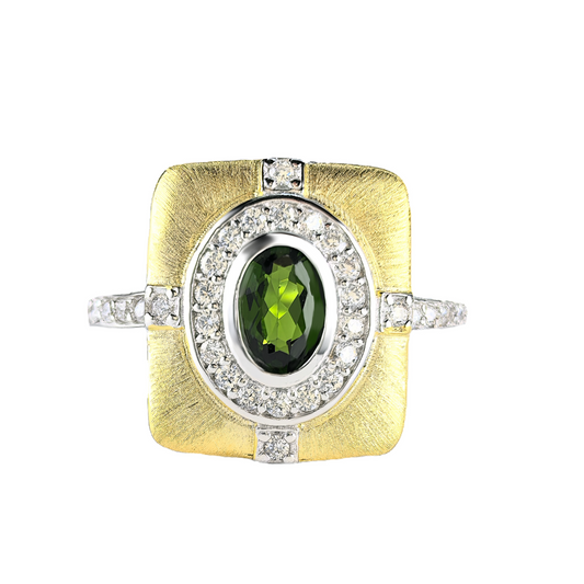 Wholesale Rhodium Plated 925 Sterling Silver Natural Diopside Green Gemstone Oval Cut Ring