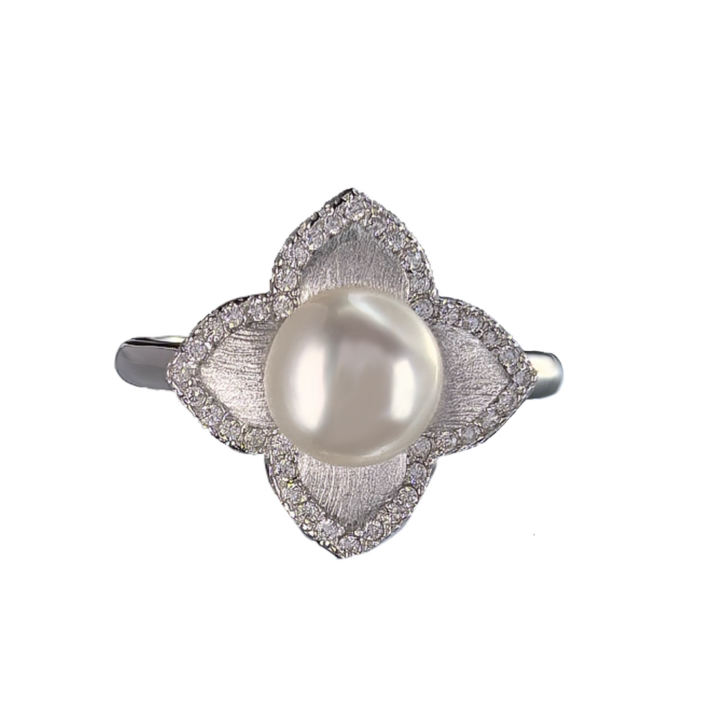 Wholesale Rhodium Plated 925 Sterling Silver Natural Freshwater Pearl Ring