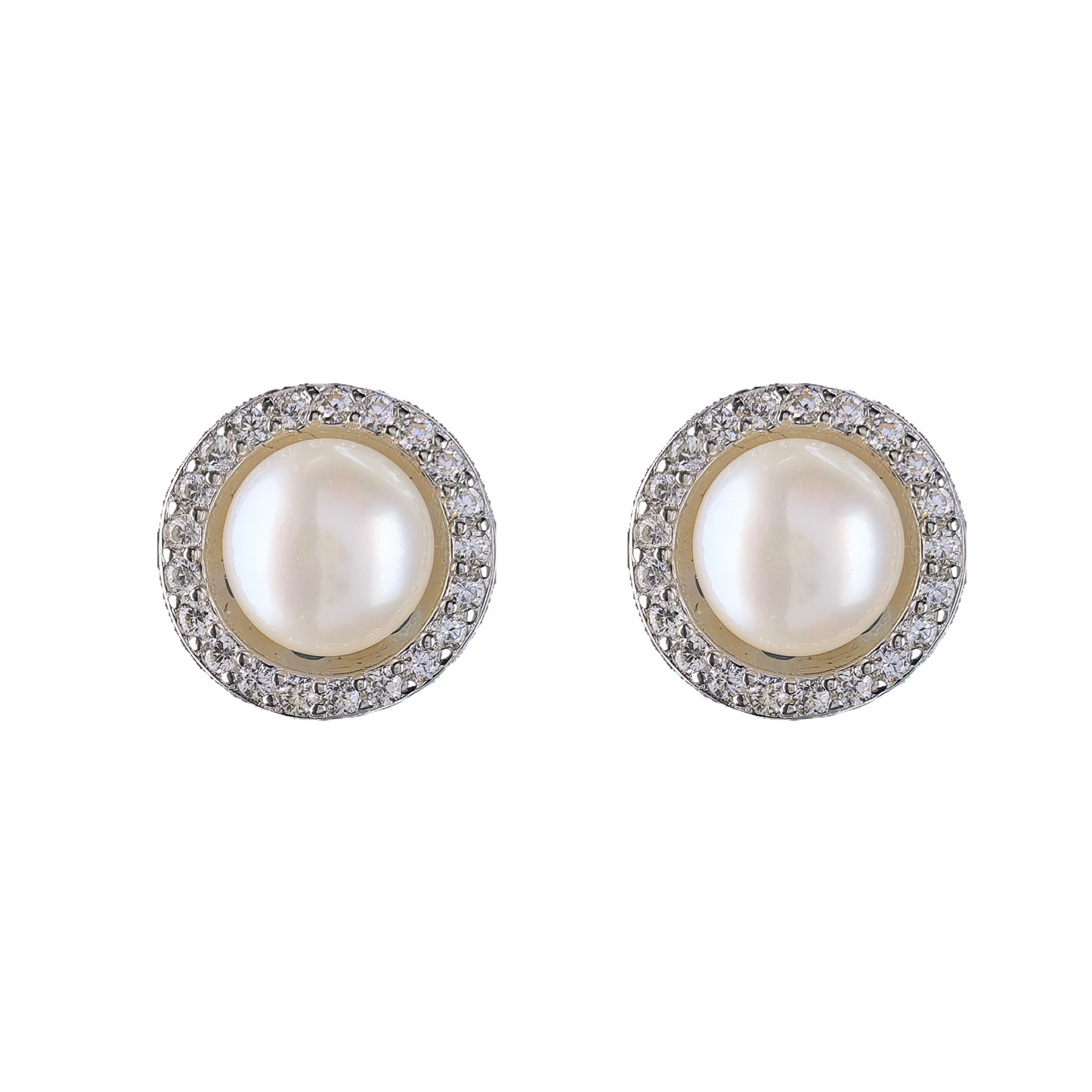 Wholesale Rhodium Plated 925 Sterling Silver Natural Freshwater Pearl Stud Earrings